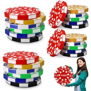 Silipull Giant Casino Decorations 15.7 Inch Large Paper Poker Chips Favor Boxes Jumbo Oversized Poker Game Theme Centerpieces for Tables Casino Birthday Party Decorations