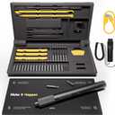 HOTO Precision Screwdriver Set, 110 Upright Workpad, Mini Electric Screwdriver with Charging Dock, 0.05/0.2 Nm Torque, LED Light, 26 Bits and 10 Repair Tools for Electronics, Phones, Laptops