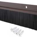 uxcell Door Brush Bottom Sweep Brown H-Shape Aluminum Alloy Holder W 1.6-inch Black PP Silicone Soft Brush, 1000mm x 63mm (Approx 39.37-inch x 2.48-inch)