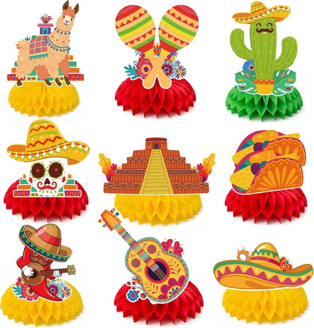 Cinco De Mayo Decorations - Cinco De Mayo Honeycomb for Table Centerpieces | Fiesta Party Decorations for Taco, Mexican Theme Birthday Accessories Party Favors Decor Supplies Indoor Outdoor