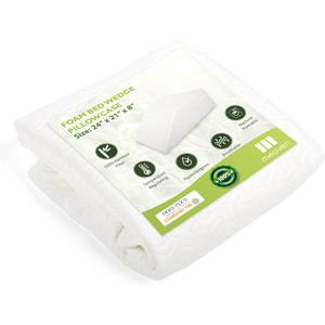Wedge Pillow Cover for 24x21x8 Leg Elevation Cushion, Knee Pillow Cover, Hypoallergenic Replacement Pillowcase with Zipper & Pockets (White)