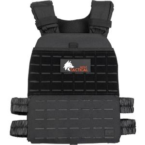 Wolf Tactical Adjustable Weighted Vest for Men & Women - Rucking, Workout, Running, Walking & CrossFit Weight Vest for Strength Training & Fitness (Black)