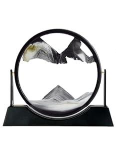 Moving Sand Art Picture Liquid Motion, 3D Quicksand Dcor, Deep Sea Sandscapes with Display Flowing Sand Frame for Relaxing, Desktop Office Home Decoration (Bla)