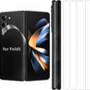 4 Pack for Samsung Galaxy Z Fold 5 Hinge Protector Skin Wrap Phone Cover Film Sticker Carbon Fiber 3M Flexible PVC Vinyl Thin Decal Protective Film for Side Border HD Clear