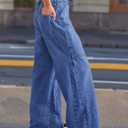 Cicy Bell Womens Wide Leg Jeans Vintage Mid Rise Baggy Boyfriend Belted Denim Pants with Pockets (Blue)