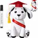 Zomiboo Graduation Dog Autograph Stuffed Animal 2026 Smooth Fabric Stuffed Toy with Congrats Grad Signature Dog Animal with Marking Pen Gold Tassels for Graduate Party Supplies(Red)