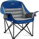 Oversized Camping Chair, Portable Folding Camping Chairs with Side Pocket, Cup Holder and Carry Bag, Heavy Duty Outdoor Camping Chairs for Adults, Fishing, Sports, Trip, up to 400lbs, Grey/Dark Blue