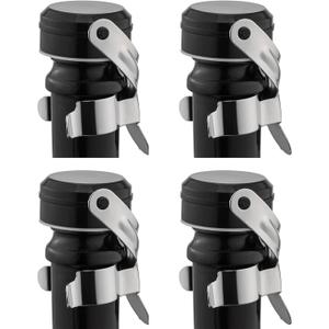 WOTOR Champagne&Wine Bottle Stoppers Stainless Steel with Food Grade Silicone, Leak Proof Keep Fresh Reusable Saver, Cork Suitable for Wine, Champagne, Cava, Prosecco and Sparkling (4 Pack Silver）