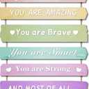 Pink Room Decor for Teen Girls Aesthetic, Cute Bedroom Wall Decor for Baby Girl, Boho Rainbow Wall Art Signs, Trendy Stuff Decorations for Kids Nursery Bed Room Dorm Classroom Bathroom