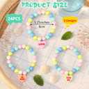 Huquary Happy Birthday Candy Bracelets Bulk Summer Candy Heart Bracelet Gift Plastic Beads Jewelry Love Heart Charm for Birthday Gift Exchange Party Favors