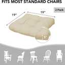 Easy-Going 2 Pack 19"x19" Water Resistant Wicker Chair Cushions Reversible Tufted Pads Seat Indoor Furniture Beige
