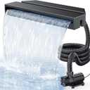 POPOSOAP Pond Waterfall Spillway Kit, 23" Waterfall Spillway with 63W 1600 GPH Pump, 10ft Corrugated Tubing & Filter Box for Pondless Waterfall, Outdoor Pond and Stream Features P458Y