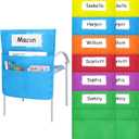 Chair Pockets for classrooms, 6 Bright Color Seat Storage Organizer for Kids School Supplies with 2 Large Pockets Keeps Students Organized and Classrooms Neat (12 Pack)