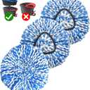 3 Pack Mop Replace Heads Compatible for OCeda, Spin Mop Refill Head Replacement for RinseClean 2-Tank System - Fluffy Microfiber, Machine Washable and Easy to Replace (Blue)
