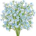 Artificial Flowers 8PCS Silk Flowers with Long Stems, Fake Flowers Bulk Fake Babys Breath, Royal Blue Flowers for Tall Vase Outdoor Garden Wedding Party Home Table (Light Blue, 8PCS)