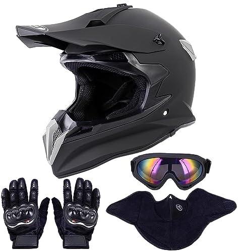 OUMURS Adult Motocross Dirt Bike Helmet with Goggle, Gloves & Mask Dirt Bike ATV Helmet for Unisex-Adult Men Women Adjustable Sun Visor DOT/FMVSS-218 Off-Road Motorcycle Helmet UTV Helmet Downhill XL