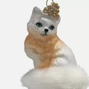 St Nicholas Square White Royal Queen Kitty Cat Glass Christmas Ornament NEW
