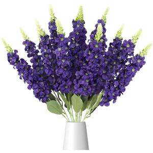 3PCS Purple Artificial Delphinium Flowers Faux Snapdragon 21.65 Fake Hyacinth Silk Flowers for Wedding Bridal Bouquet Centerpiece Table Home Party Office Decor(Purple)