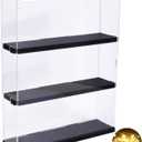 DuvinDD Acrylic Display Case Wall Mounted Funko POP Shelves, Clear Collectibles Showcase Display Cabinet with Sliding Door for Lego Figure Dustproof Hot Wheels Storage Box Black(11.8x3.3x14.8inch)