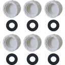 10PCS 1/2 Inch White Female Adapters with Black Washers Tube End Plug Fitting for Pipeline Maintenance