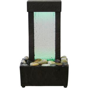 Nature's Mark 10" H Crackled Glass Light Show Tabletop Water Fountain with Natural River Rocks and Color Changing LED Lights (Cordless)
