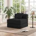 Futon Sofa Bed Modular Loveseat Sleeper Folding Pull Out Couch with Pillows, No Assembly Required Boneless Couch for Living Room Bedroom Guest Room (Black, Single Sofa)