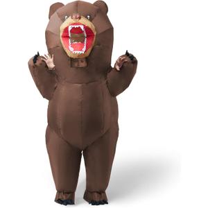 Spooktacular Creations Inflatable Costume, Brown Full Body Bear Blow Up Suit, Deluxe Funny Halloween Costume for Halloween Dress Up Themed Parties Child Size-3ft11 - 4ft7