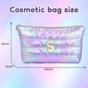 Hiroyuki Iridescent Makeup Bag, 14 inches Cosmetic Bag, Large Capacity Travel Pouch (Skin, purple)