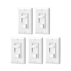 DEWENWILS Dimmer Switch for LED Lights, 600W Incandescent/Halogen and 150W CFL/LED, Single-Pole or 3-Way Dimmer Light Switch, ETL  cUL Listed, White, 5 Packs