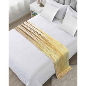 Abstract Gold Bed Runner Scarf King Size, Modern Brush Luxury Strokes Artwork Luxury Bed Throw Runners & Scarves for Twin Full Queen King Foot of Bed, Bedroom Hotel Wedding Room Decoration, 94"x20"