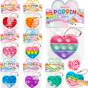 Valentines Day Cards for Kids School, 32 Pack Heart Shape Pop Fidget Toys with 8 Designs Valentines Cards, Ideal Exchange Prizes & Party Favors for Boys & Girls Classroom