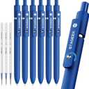 Blue Gel Pens, 4Pcs Quick Dry Blue Ink Pens with 3 Extra Refills, Fine Point Retractable Smooth Writing Pens for Journaling, Office, Note Taking, School Supplies, Nurse Aesthetic (Blue)