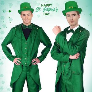 St Patrick's Day Costume Set Adult Men with St Patrick's Day Accessories for St Patrick's Day, M