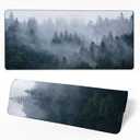 Desk Mat Misty Forest Desk Pad for Keyboard and Mouse, Large Big Gaming Mouse Pad with Stitched Edges for Work Game, 35.43 x 15.75 in
