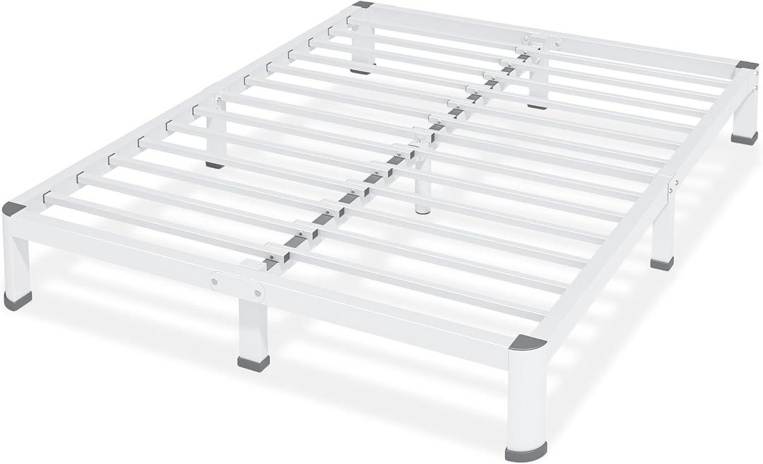 Superay 10 Inch King Size Metal Platform Bed Frame with Round Corners, Storage Space Under High Bed Frame-Heavy Duty Steel Slats Support, Noise Free - Easy Assembly - No Box Spring Needed, White