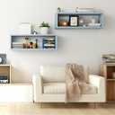 Kaboon 24in Floating Cube Shelves Set of 2, Display Shelves Wall Mount, Decorative Hanging Shelves for Kitchen Living Room Office,(Grayish Blue, Rectangle 2 Cubes)