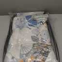 HollyHOME 15"(H) Folding Footrest Stool, Upholstered Small Foldable Ottoman, Accent Padded Sofa Foot Stool for Lazy Chair, Metal Frame Portable Foot Rest Ottoman for Living Room, Bedroom, Fan Print