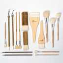 Pottery Glaze Brushes, 14 PCS Painting Ceramic Brush Set, Different Shape Wool Soft Bristle for Ceramic Pottery Glazing Creation