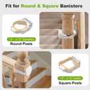 Reinforced Retractable Baby Gate for Stairs & Banister, 55" Wide Mesh Dog Gate, One-Handed Dual Lock Safety Gate for Kids & Pets, Fits Round & Square Posts (White)