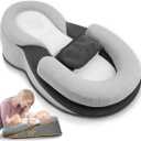 Baby Lounger Pillow for Infant Support Cushion Reflux Pillow, Bottle Feeding, Tummy Time,Wedge Pillow for Newborn,Adjustable Baby Wedge Pillow for Reducing Spit-Up (White Black)