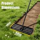 Lawn Leveling Rake, 30" x 10" Stainless Steel Head, Ergonomic Bent Handle, Level Soil & Sand, 6ft Long Handle for Yard, Garden, Sports Field