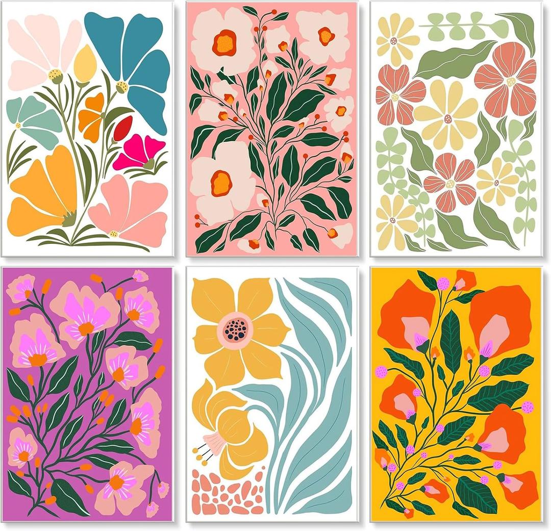 Yezavesu 6 Pack Paint by Numbers Kit for Adults Beginner 8x12 Inch, Flowers Adult Paint by Number Kits on Canvas Without Frame, DIY Acrylic Easy Flower Painting by Numbers for Home Wall Decor Gift (YOP505)