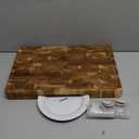 Teak Cutting Board - 15.7 x 10.2 Inch (ExtraThick 1.7") Premium Quality Butcher Block for Meat, Cheese, Charcuterie Board. Heavy Duty End Grain Wood Chopping Board with Handle (Oil & Plate Included)