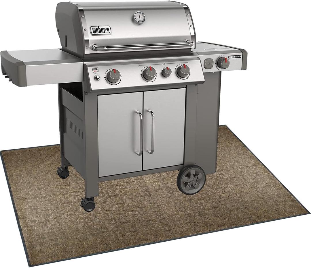 BBQ Grill Mat for Outdoor Grill, 51 x 36 inches Heavy Duty Thickened Under Grill Mats, Oil-Proof Waterproof Floor Protector for Deck and Patio (Brown)