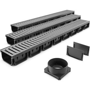 Vodaland - 4 Inch Easy 2 Premium Trench Drain Channel - Galvanized Stamped Steel Grating (3)