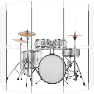 Drum Shield | Portable 5-Panel 2ft x5ft Acrylic Sound Barrier | Full-Length Stainless Steel Hinges | Drum Cage for Home, Church, Practice & Performances.(5 Panels)
