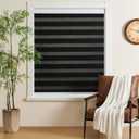 Cordless Zebra Blinds for Windows Free-Stop Zebra Shades Dual Layer Light Filtering Blackout Shades Room Darkening Window Blinds for Home (29" W X 72" H, Black)