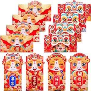 AIERSA Chinese Red Envelope for Money Gift, 2026 Year of the Horse Hongbao 12PCS with Gold Glitter, Lunar New Year & Chinese New Year Lucky Money Ampao Envelopes