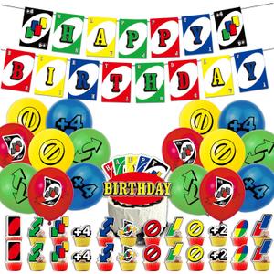 42PCs Card Game Theme Birthday Party Decorations Set  Banner, Balloons, Cake Topper and Cupcake Toppers for Ultimate Fun!