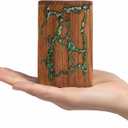 STONLIF Wooden Urns for Human Ashes Adult Male, Female - Wood Urn for Women, Resin Decorative Urns - Memorial, Burial Wooden Cremation Urns for Human Ashes Upto 20 lbs, Green - 1pc (X-Small)